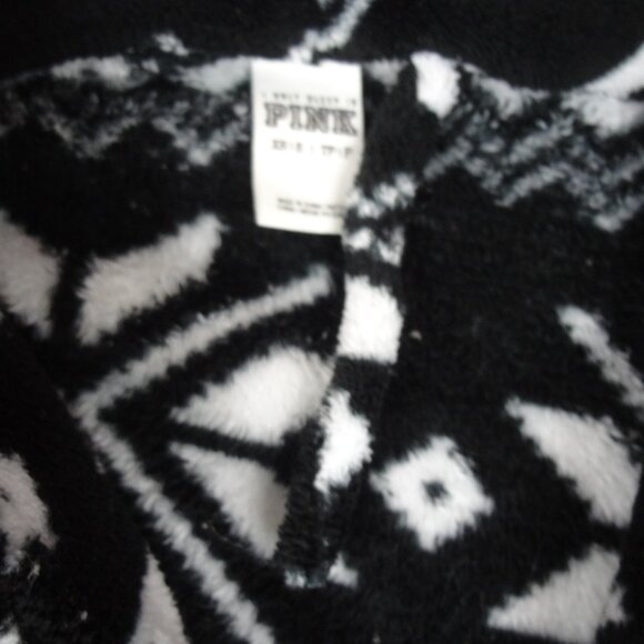 PINK BY VICTORIA'S SECRET SNOWFLAKE BLACK BATH ROBE WOMENS XS X-SMALL L238 - Picture 6 of 7